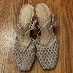 Anthropologie Maeve Caged Ankle-Wrap Heels Cream. NWT